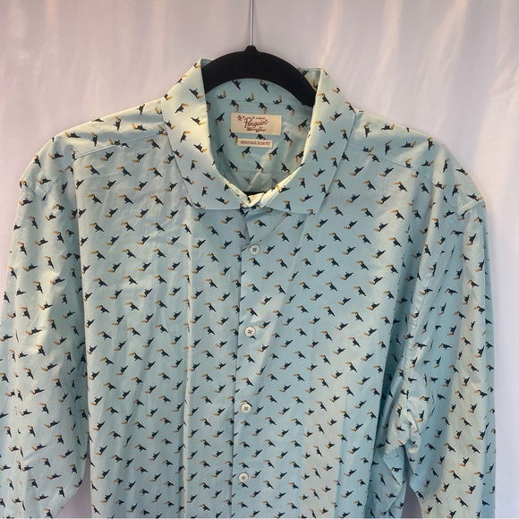 Original Penguin Heritage Slim Fit Men's 17.5 34-35 Blue Toucan Shirt Whimsical - Picture 4 of 16